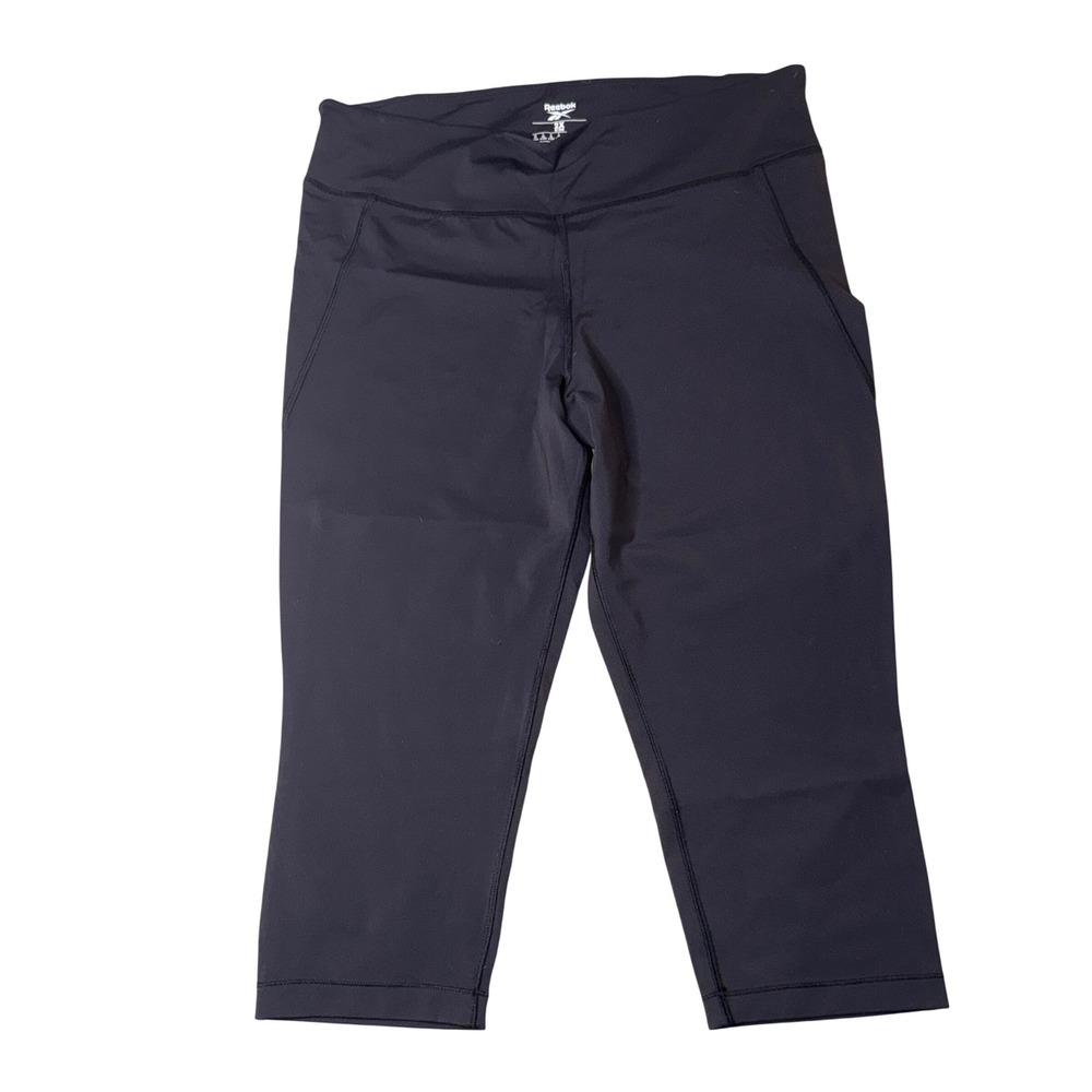 Reebok Speedwick Black Cropped Leggings Plus Size 2X High Rise‎ Pockets Capris